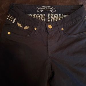 Black robin’s jeans , with gold design SUPER CUTE